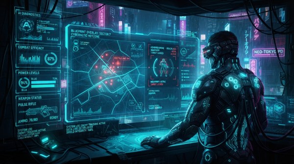 Hologramme cérébral représentant une intelligence artificielle de combat en pleine réflexion éthique